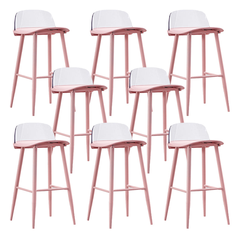 Indoor Glam Low Back Bar Stool Armless Metal and Plastic Bar Stool