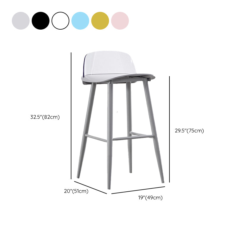 Indoor Glam Low Back Bar Stool Armless Metal and Plastic Bar Stool