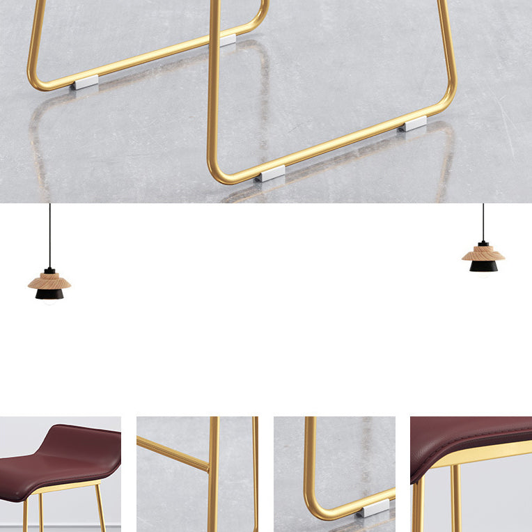 Leather Bar Stool Backless Counter Stool for Bristol with Gold Frame