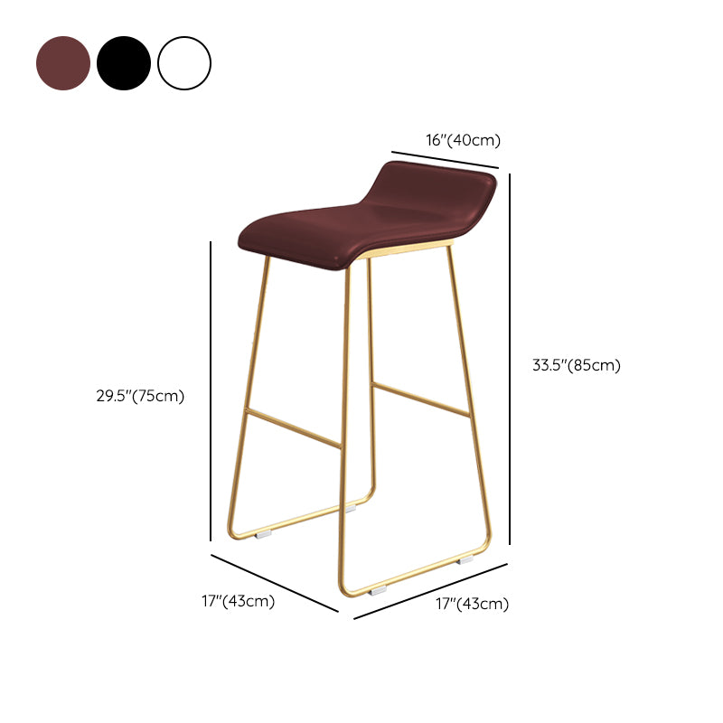 Leather Bar Stool Backless Counter Stool for Bristol with Gold Frame