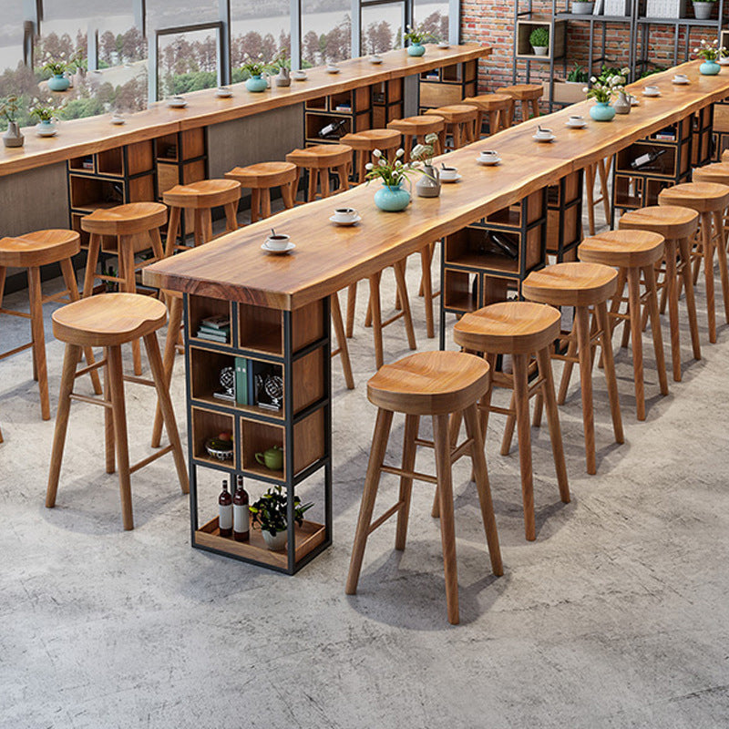 Solid Wood Backless Dining Stool Contemporary Bar Stool with Footrest