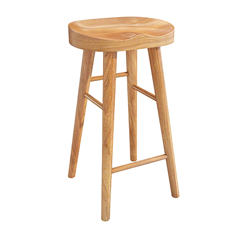 Solid Wood Backless Dining Stool Contemporary Bar Stool with Footrest