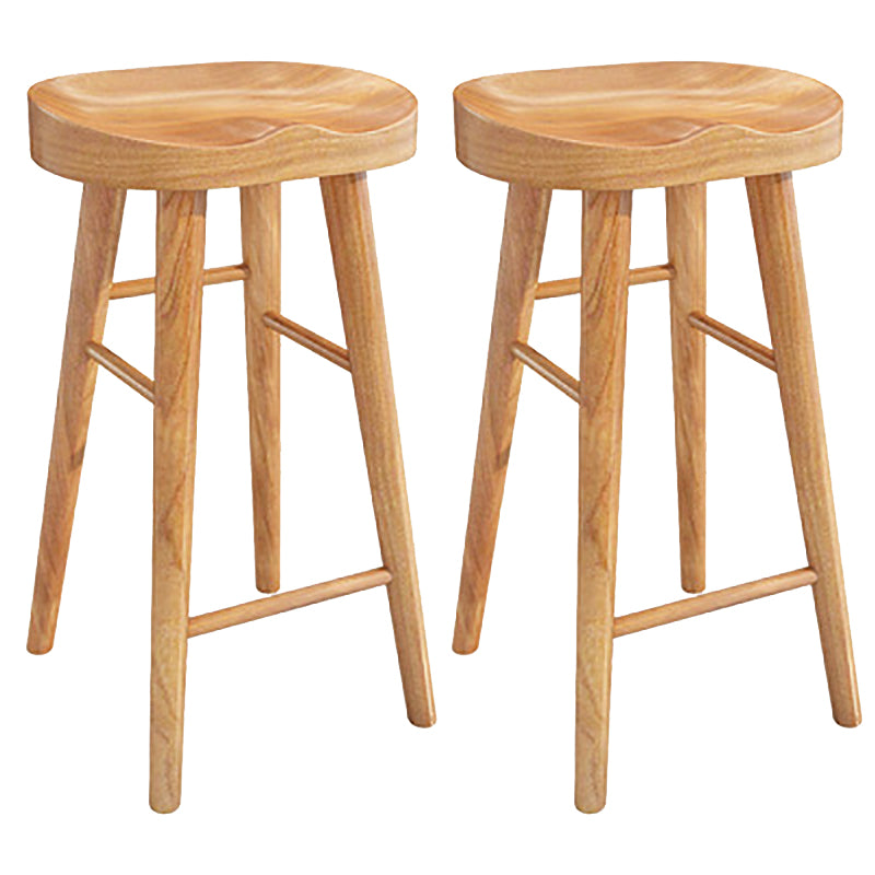 Solid Wood Backless Dining Stool Contemporary Bar Stool with Footrest