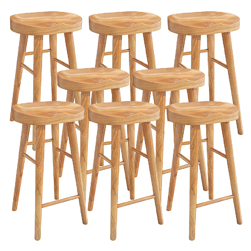 Solid Wood Backless Dining Stool Contemporary Bar Stool with Footrest
