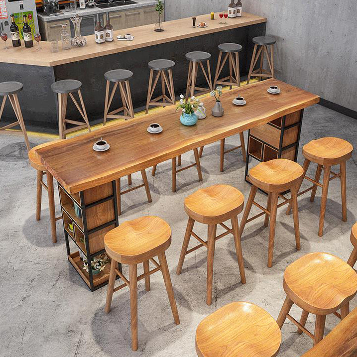 Solid Wood Backless Dining Stool Contemporary Bar Stool with Footrest