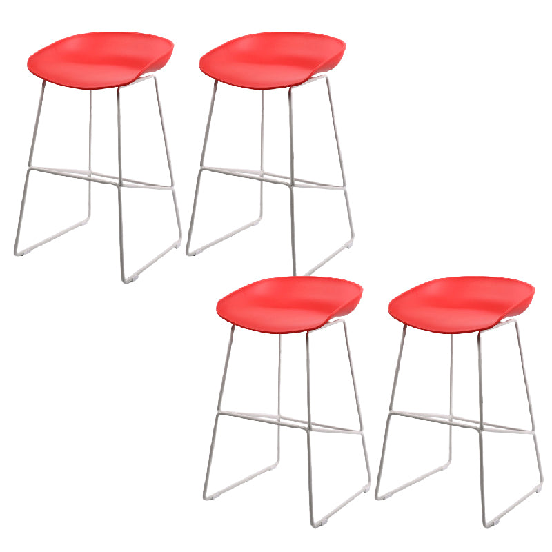 Glam Low Back Armless Bar Stool Indoor Plastic Stool with Metal Base