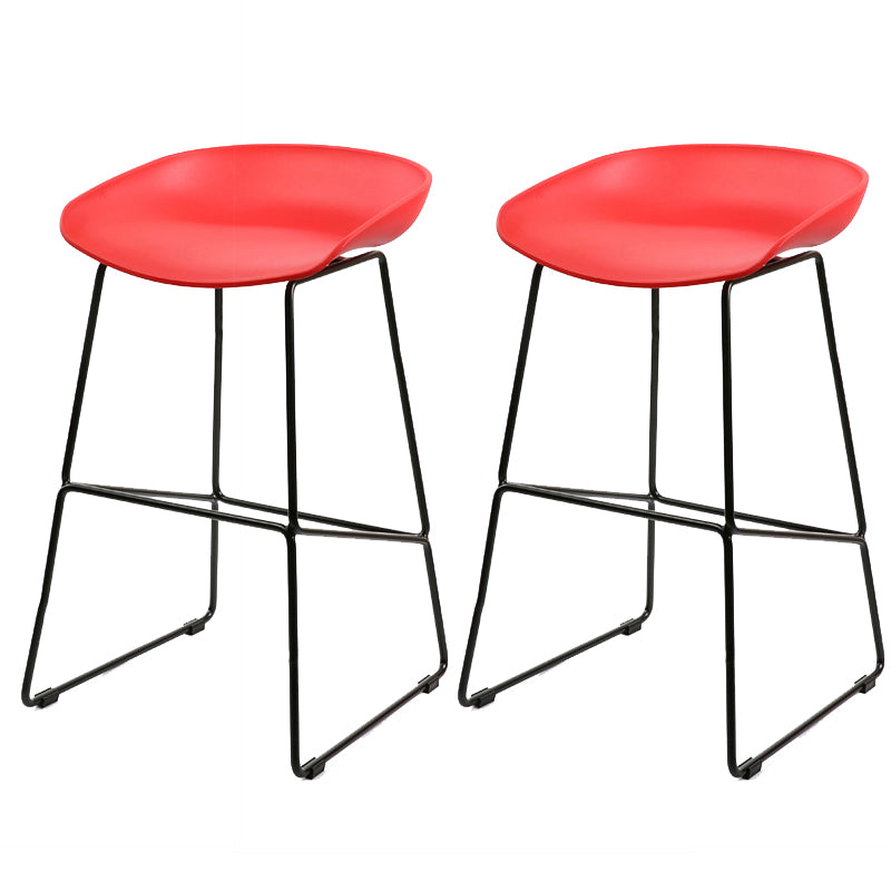 Glam Low Back Armless Bar Stool Indoor Plastic Stool with Metal Base
