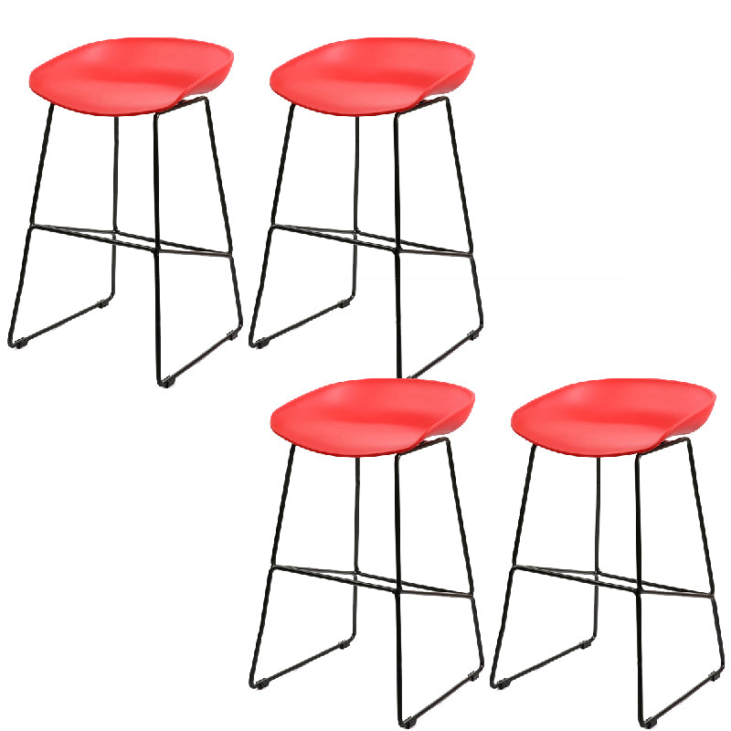 Glam Low Back Armless Bar Stool Indoor Plastic Stool with Metal Base