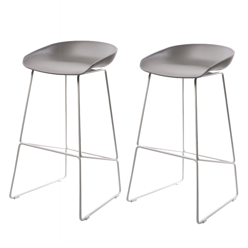 Glam Low Back Armless Bar Stool Indoor Plastic Stool with Metal Base