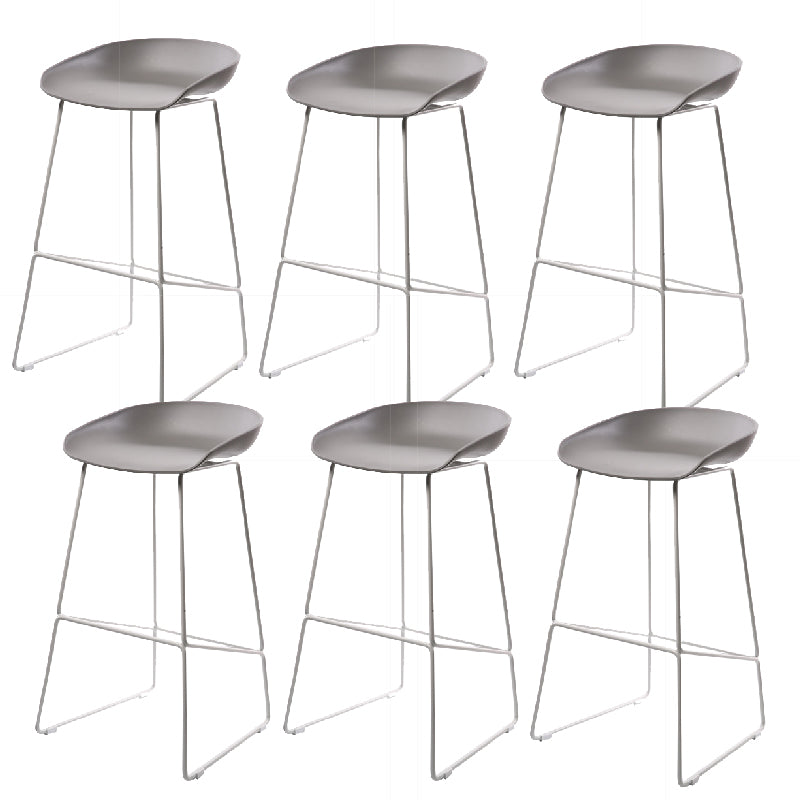 Glam Low Back Armless Bar Stool Indoor Plastic Stool with Metal Base
