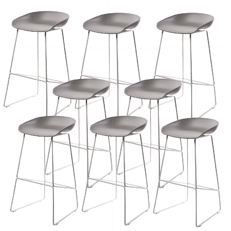Glam Low Back Armless Bar Stool Indoor Plastic Stool with Metal Base