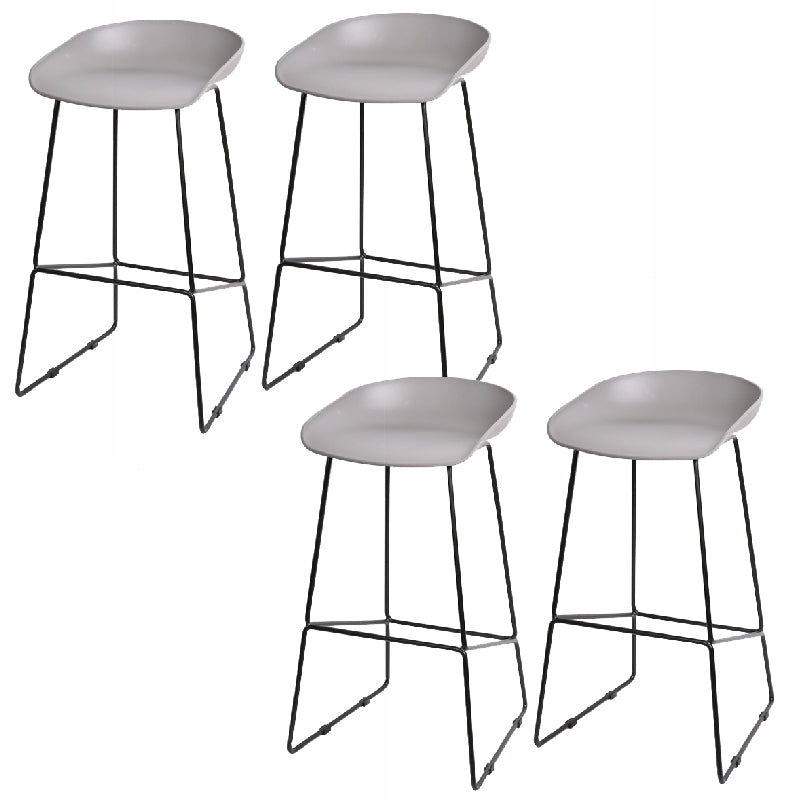 Glam Low Back Armless Bar Stool Indoor Plastic Stool with Metal Base