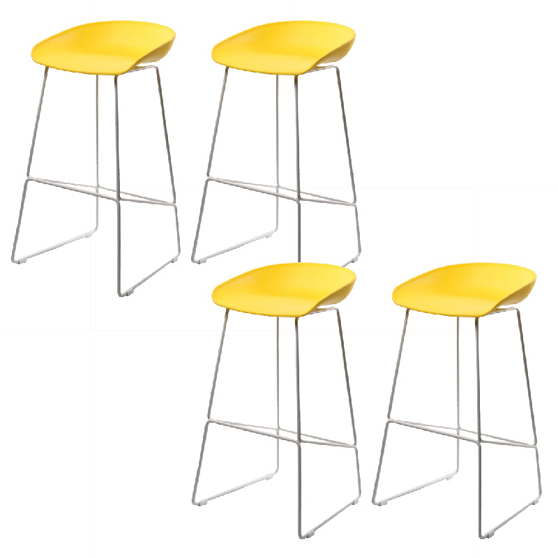 Glam Low Back Armless Bar Stool Indoor Plastic Stool with Metal Base