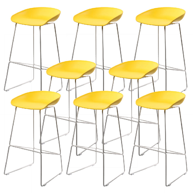 Glam Low Back Armless Bar Stool Indoor Plastic Stool with Metal Base