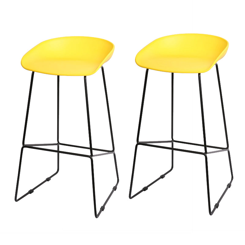 Glam Low Back Armless Bar Stool Indoor Plastic Stool with Metal Base