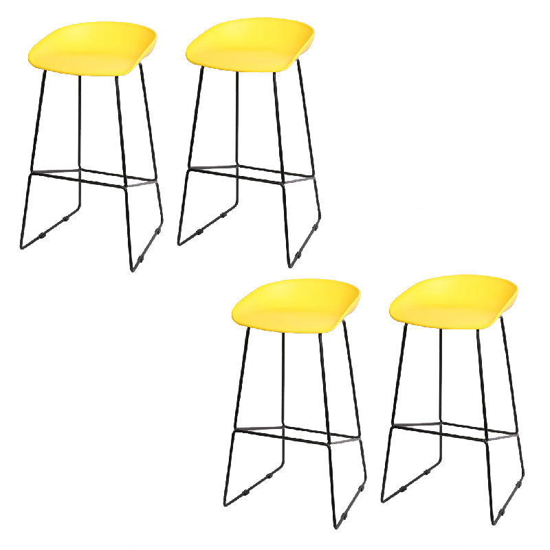 Glam Low Back Armless Bar Stool Indoor Plastic Stool with Metal Base