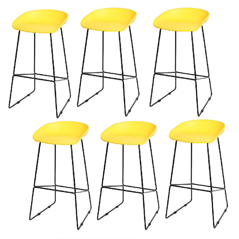 Glam Low Back Armless Bar Stool Indoor Plastic Stool with Metal Base