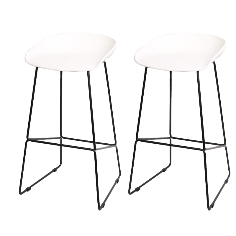 Glam Low Back Armless Bar Stool Indoor Plastic Stool with Metal Base
