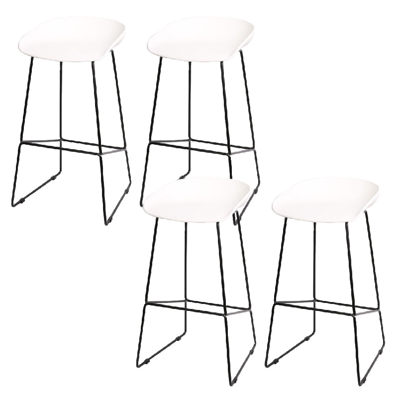 Glam Low Back Armless Bar Stool Indoor Plastic Stool with Metal Base