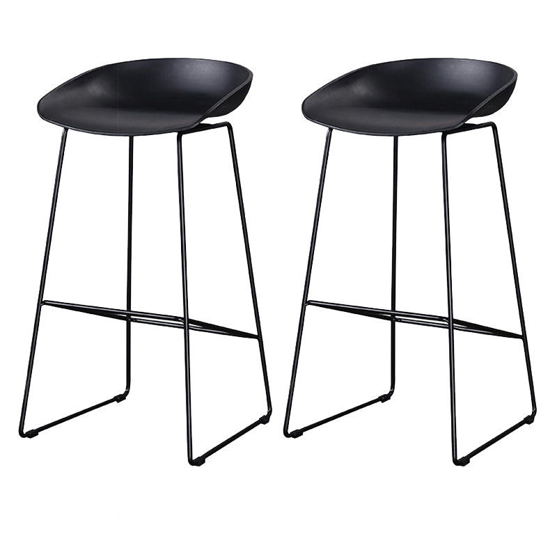 Glam Low Back Armless Bar Stool Indoor Plastic Stool with Metal Base