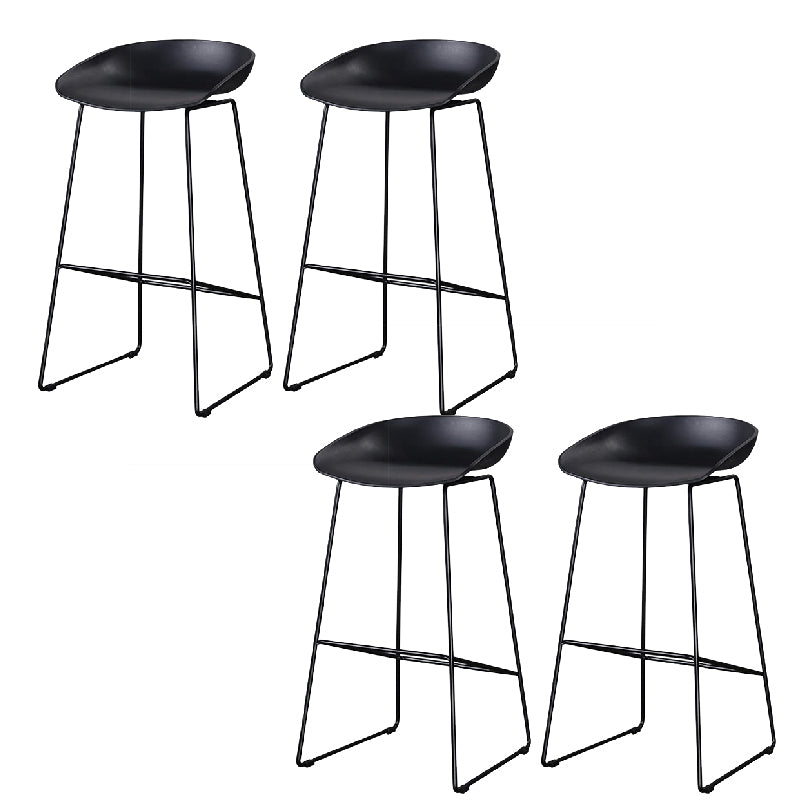 Glam Low Back Armless Bar Stool Indoor Plastic Stool with Metal Base