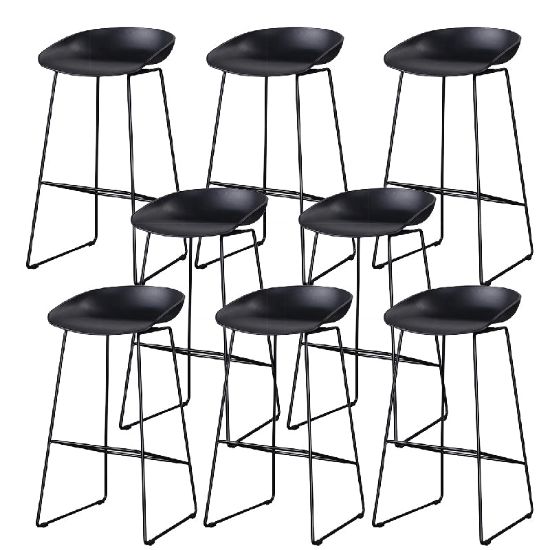 Glam Low Back Armless Bar Stool Indoor Plastic Stool with Metal Base