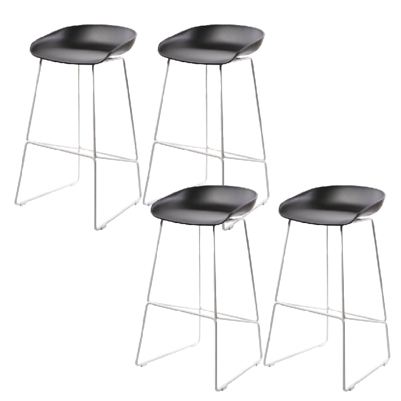 Glam Low Back Armless Bar Stool Indoor Plastic Stool with Metal Base