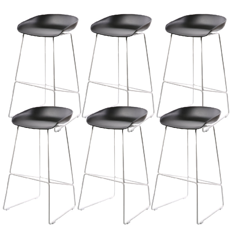 Glam Low Back Armless Bar Stool Indoor Plastic Stool with Metal Base