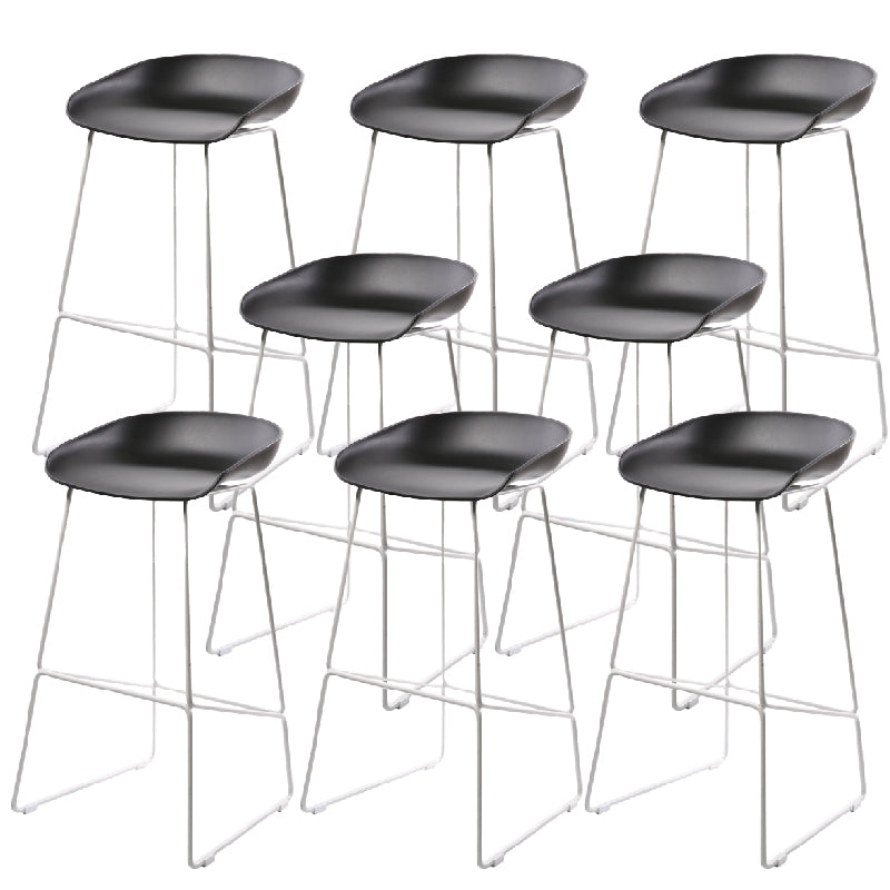 Glam Low Back Armless Bar Stool Indoor Plastic Stool with Metal Base