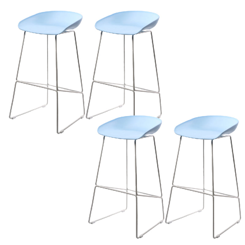 Glam Low Back Armless Bar Stool Indoor Plastic Stool with Metal Base