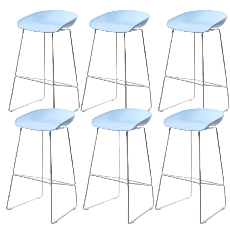 Glam Low Back Armless Bar Stool Indoor Plastic Stool with Metal Base