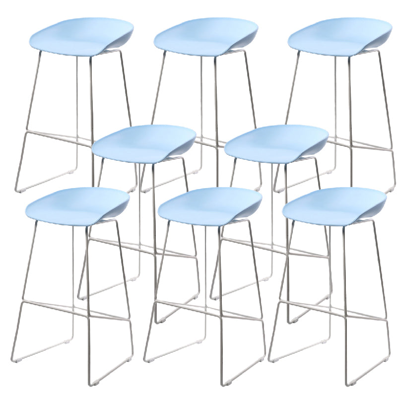 Glam Low Back Armless Bar Stool Indoor Plastic Stool with Metal Base