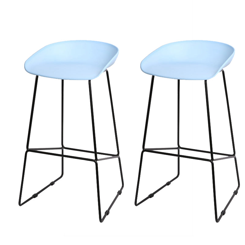 Glam Low Back Armless Bar Stool Indoor Plastic Stool with Metal Base