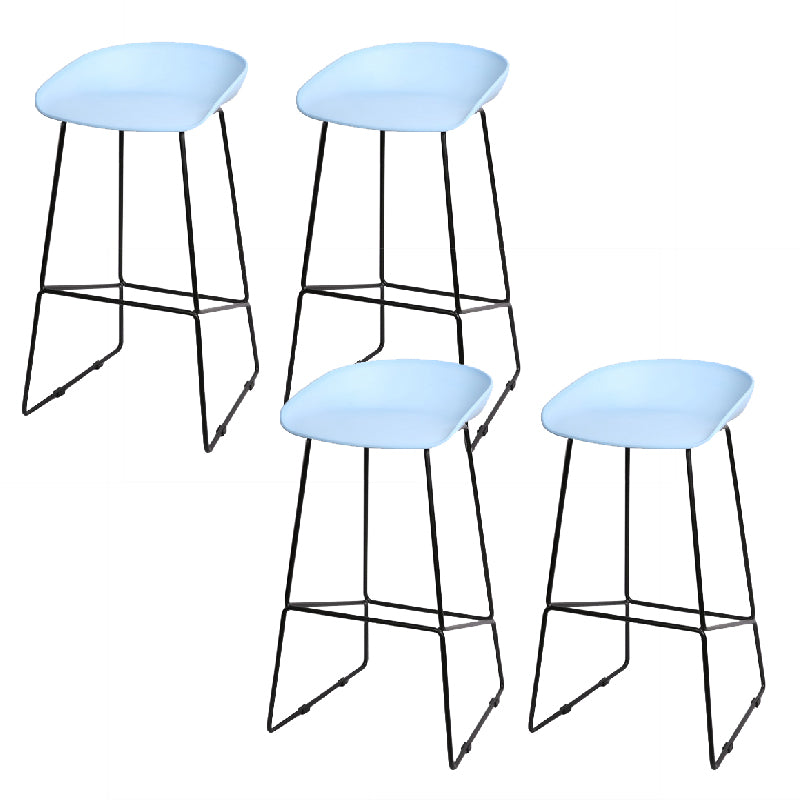 Glam Low Back Armless Bar Stool Indoor Plastic Stool with Metal Base