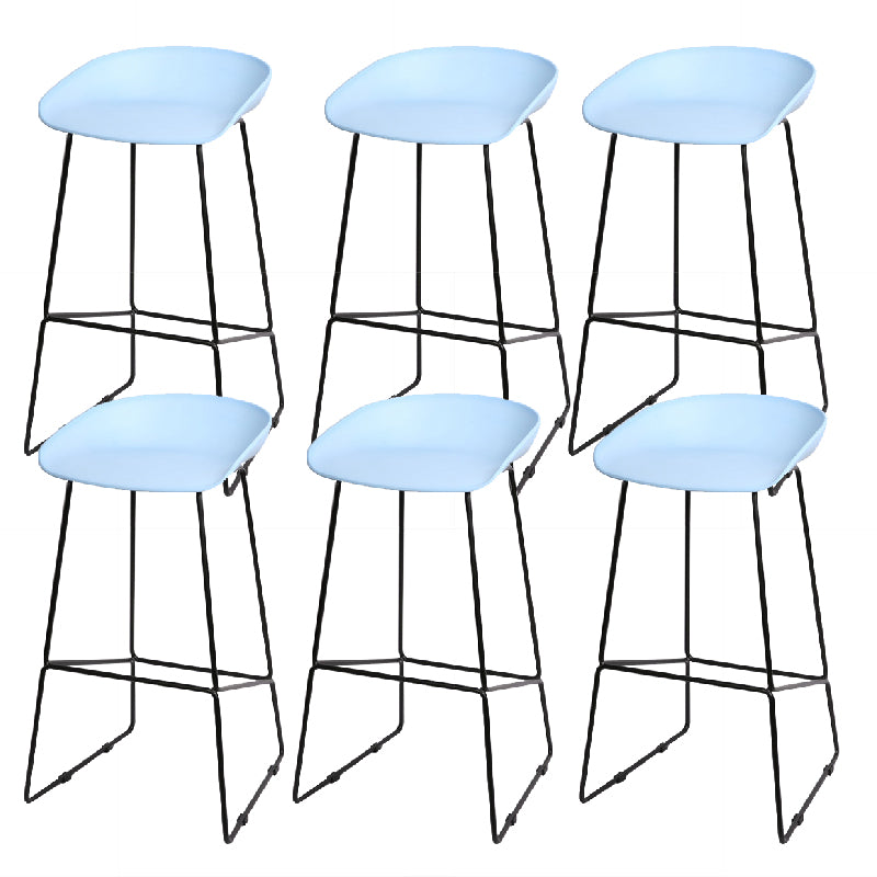 Glam Low Back Armless Bar Stool Indoor Plastic Stool with Metal Base