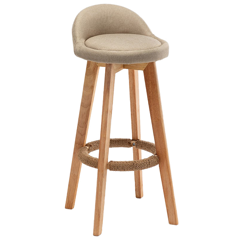 Rubberwood Solid Wood Bar Stool Indoor Upholstered Swivel Bar Stool