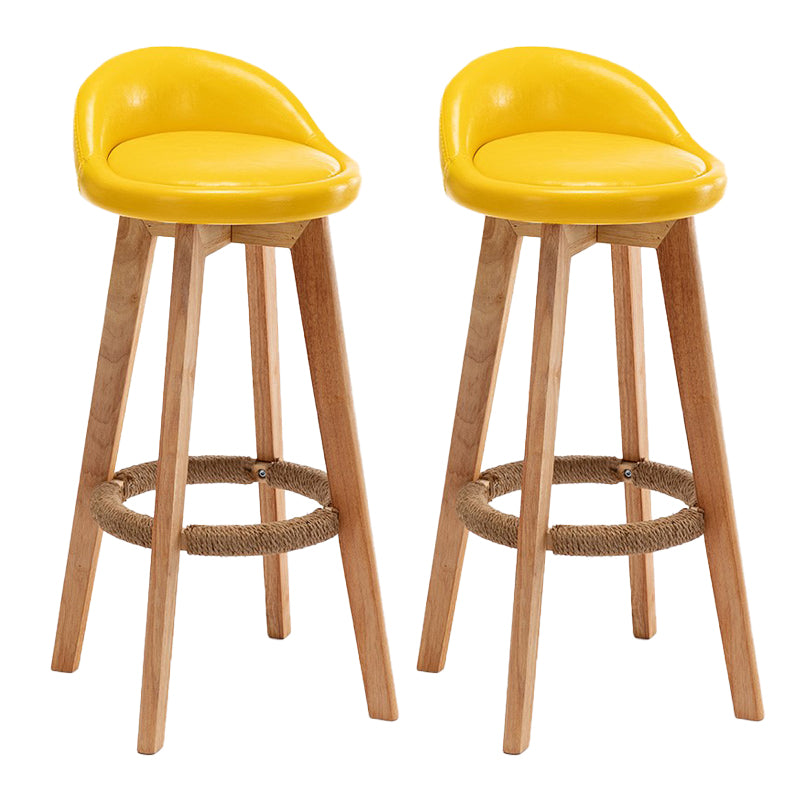 Rubberwood Solid Wood Bar Stool Indoor Upholstered Swivel Bar Stool