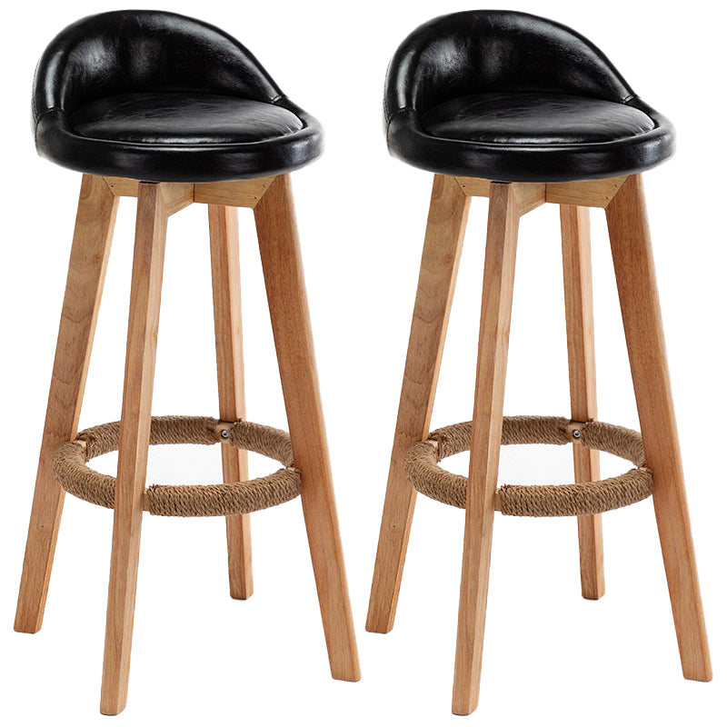 Rubberwood Solid Wood Bar Stool Indoor Upholstered Swivel Bar Stool