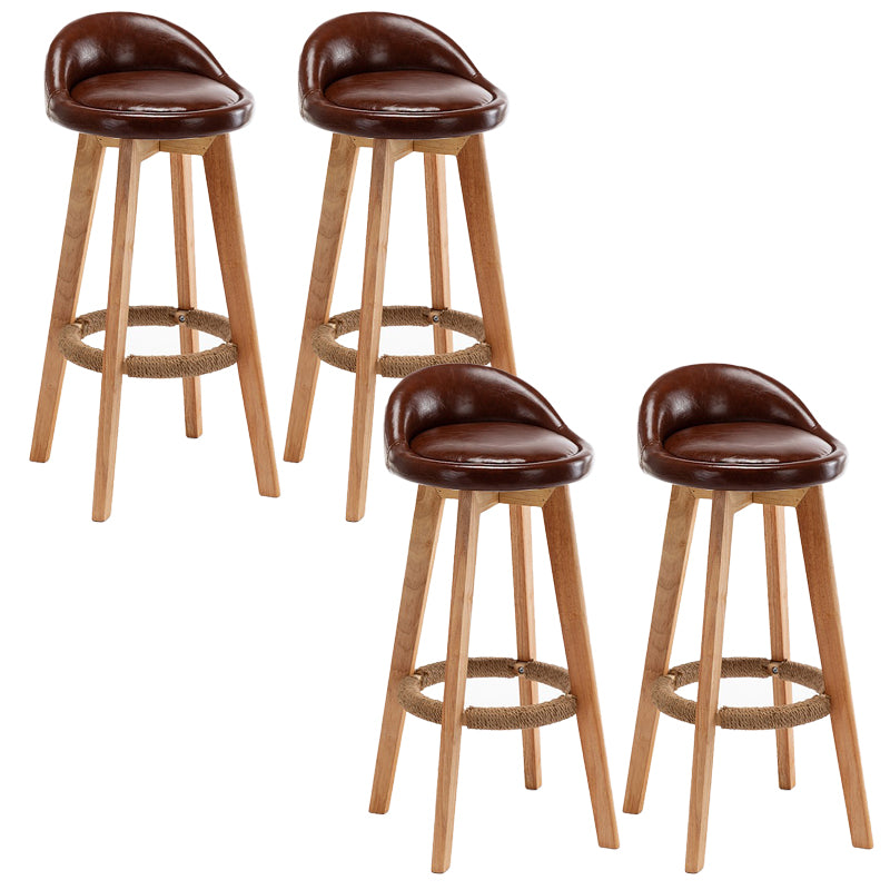 Rubberwood Solid Wood Bar Stool Indoor Upholstered Swivel Bar Stool