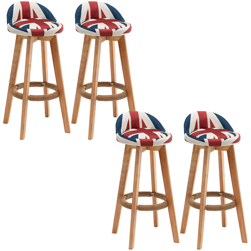 Rubberwood Solid Wood Bar Stool Indoor Upholstered Swivel Bar Stool