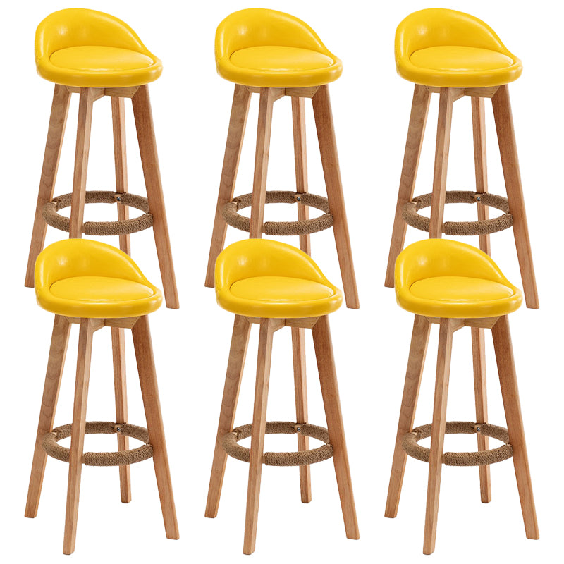 Rubberwood Solid Wood Bar Stool Indoor Upholstered Swivel Bar Stool