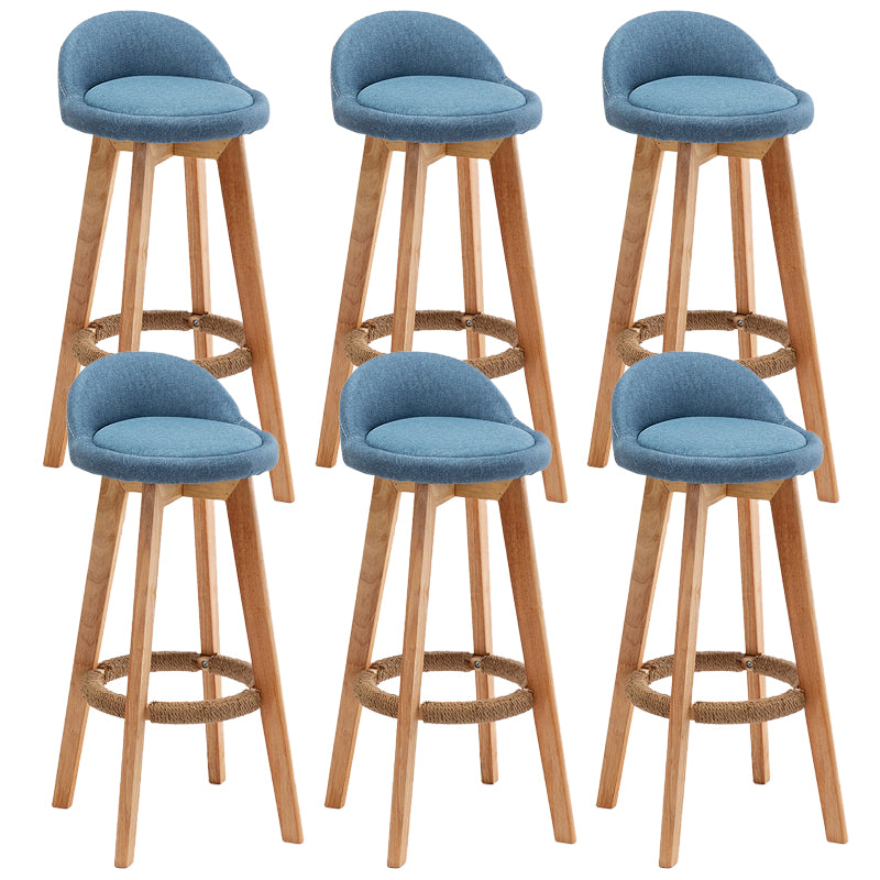 Rubberwood Solid Wood Bar Stool Indoor Upholstered Swivel Bar Stool