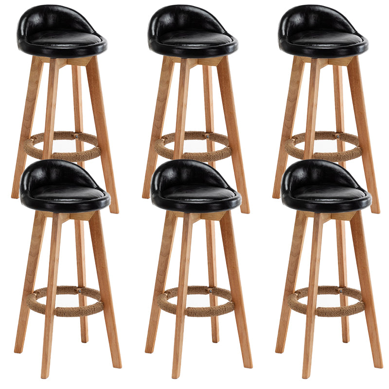 Rubberwood Solid Wood Bar Stool Indoor Upholstered Swivel Bar Stool