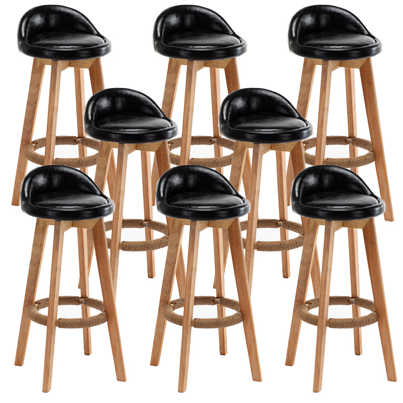 Rubberwood Solid Wood Bar Stool Indoor Upholstered Swivel Bar Stool