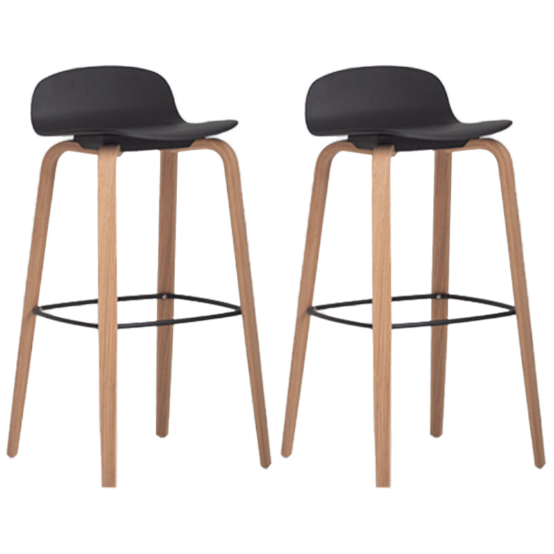 Scandinavian Armless Bar Height Stool Plastic and Solid Wood Bar Stool for Living Room