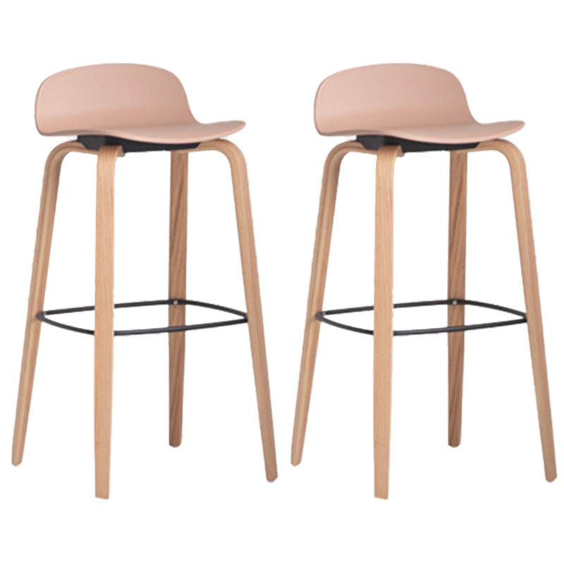 Scandinavian Armless Bar Height Stool Plastic and Solid Wood Bar Stool for Living Room