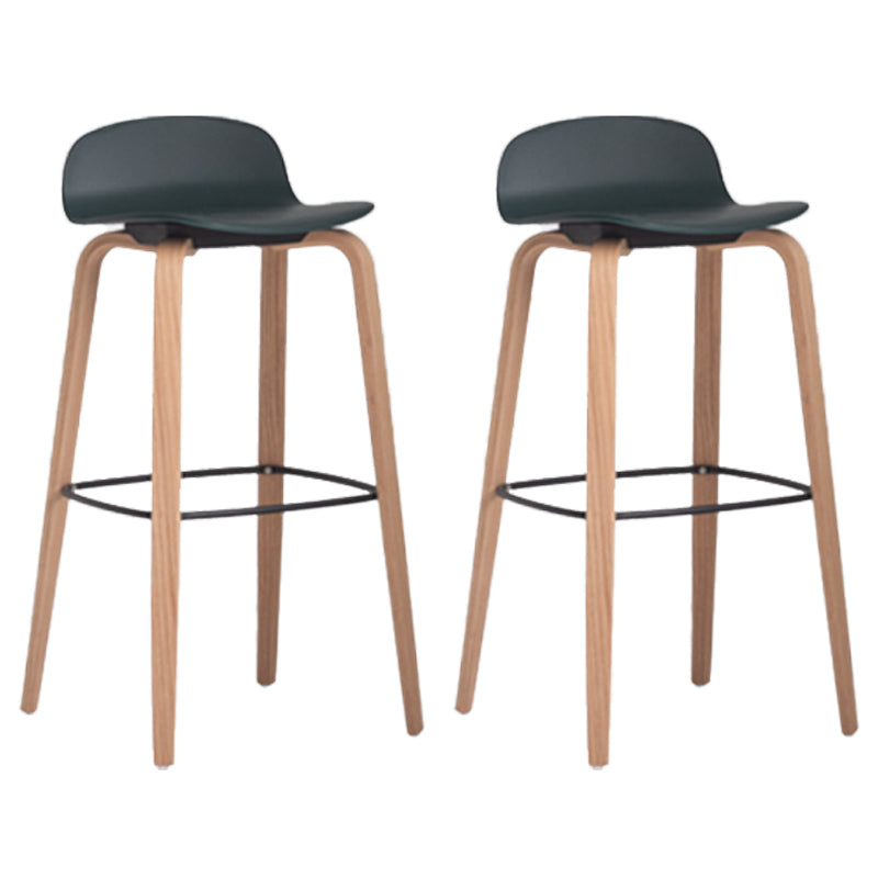 Scandinavian Armless Bar Height Stool Plastic and Solid Wood Bar Stool for Living Room