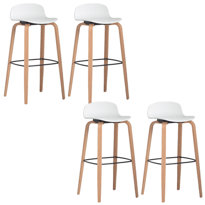Scandinavian Armless Bar Height Stool Plastic and Solid Wood Bar Stool for Living Room