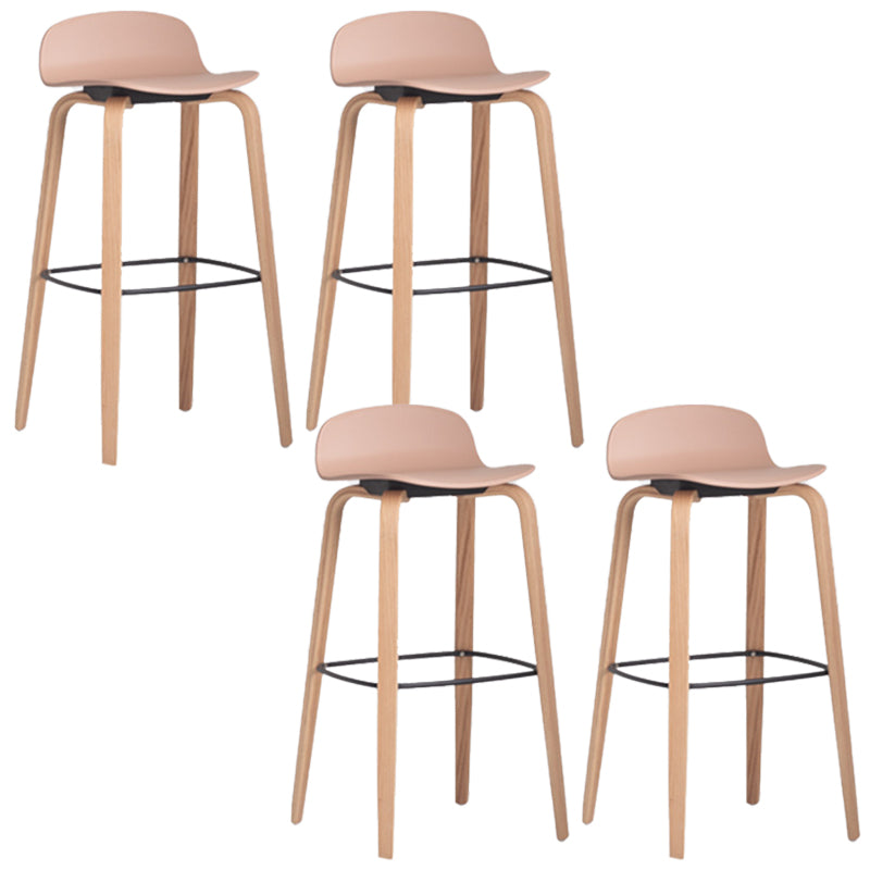 Scandinavian Armless Bar Height Stool Plastic and Solid Wood Bar Stool for Living Room