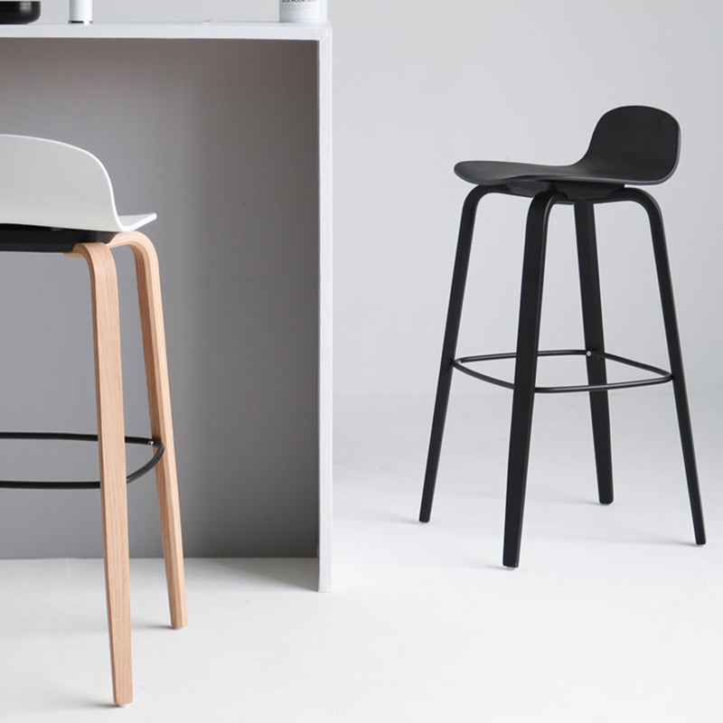 Scandinavian Armless Bar Height Stool Plastic and Solid Wood Bar Stool for Living Room